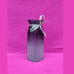 Smoked Glass Ribbed Cylinder Vase