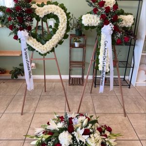 Eternal Love Funeral Flower Package – Casket Spray, Heart Wreath & Cross